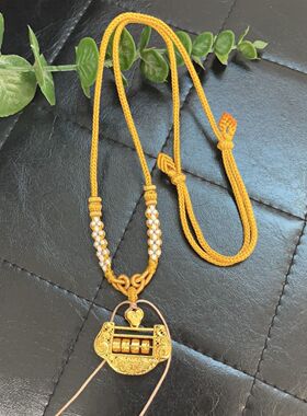 新款纯手工编织精工八股编亮黄色桃花结项链绳女士吊坠绳毛衣链
