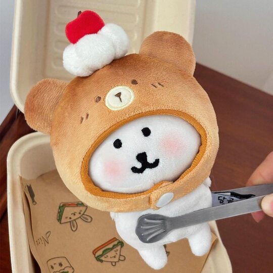 Toasted bread series 10cm cotton doll head cover self-deprecating bear labubu doll clothes plush doll doll accessories