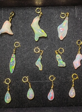 格物《欧泊可搭配吊坠项链》天然非洲欧泊随形项链吊坠镀14k金