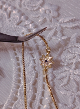 格物《北极星》手作原创群镶手链水晶镀真金锆石包金可调节硅胶扣