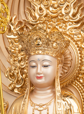 树脂贴金娑婆三圣佛像祝福摆件