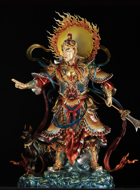 黄铜二郎神杨戬神像中式客厅摆件