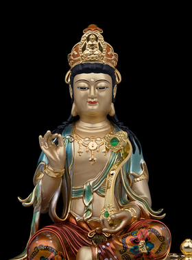 黄铜祝福中式客厅文殊普贤佛像