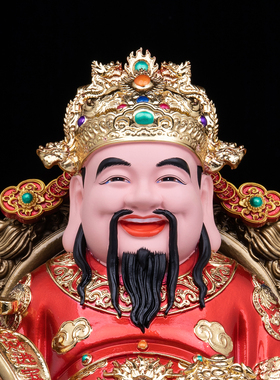 中式龙椅财神树脂摆件招财进宝