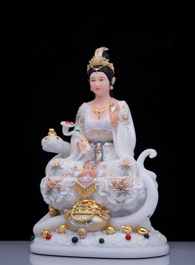 典藏汉白玉摆件蟒家娘娘神像女娲娘娘白蛇青蛇柳蟒真身家用厅摆件