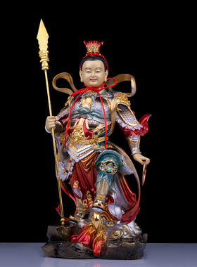 哪吒三太子铜像中坛元帅家用佛像摆件圣丰纯铜彩绘三太子哪吒神像