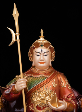纯铜彩绘华光大帝神像马王爷马天君马元帅火神家用供奉摆件