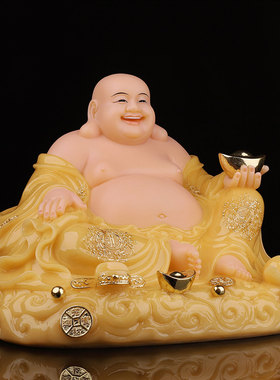 汉白玉镇宅招财家用弥勒笑佛摆件