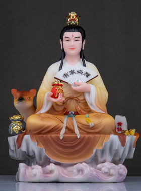 石材招财中式客厅手工黄家神像