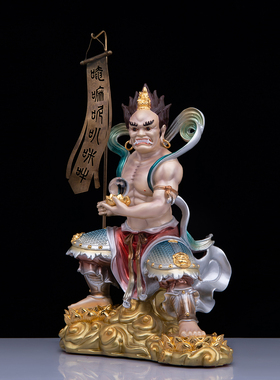 铜桌面鬼王面然大士摆件