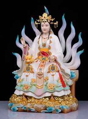 铜彩绘九尾娘娘神像摆件