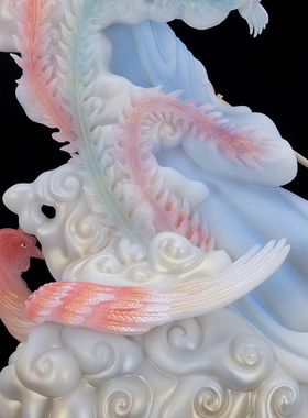 娘娘飞天玄母女娲汉白玉祝福摆件