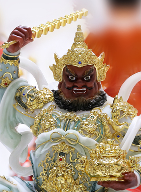 武财神赵公明神像黑虎摆件