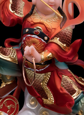 哪吒三太子神像汉白玉家用供奉中坛元始风火轮太子爷圣丰正品摆件