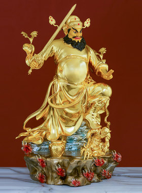 珐琅贴金钟馗摆件全铜降妖除魔