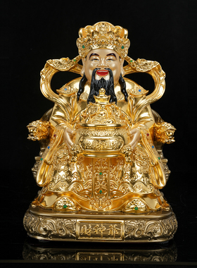 铜贴金文财神爷佛像摆件