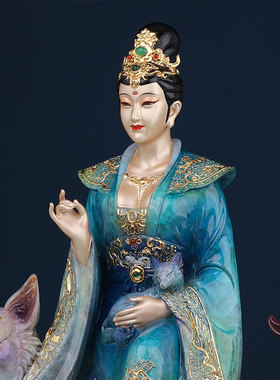 铜祝福家用九尾狐九姑娘摆件