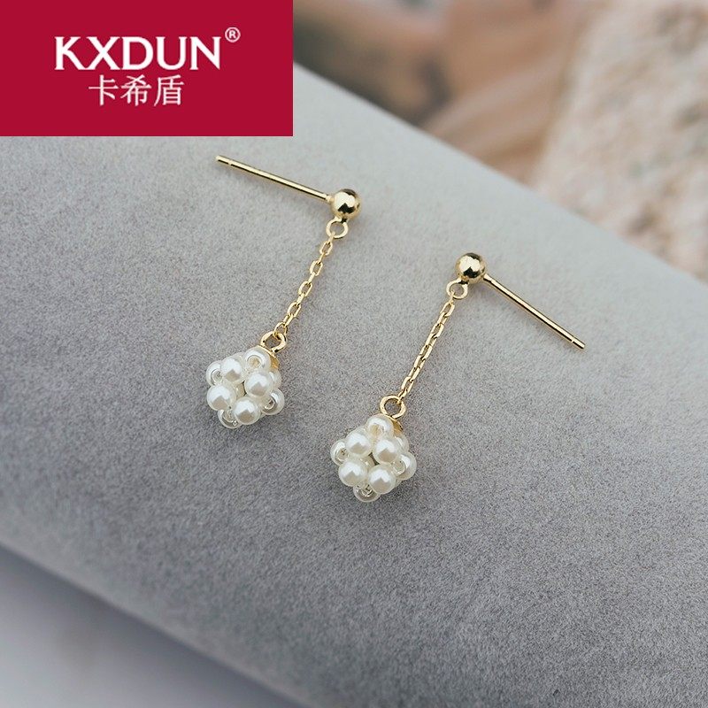kxdun合成珍珠电镀14k金淑女耳坠 卡希盾耳钉