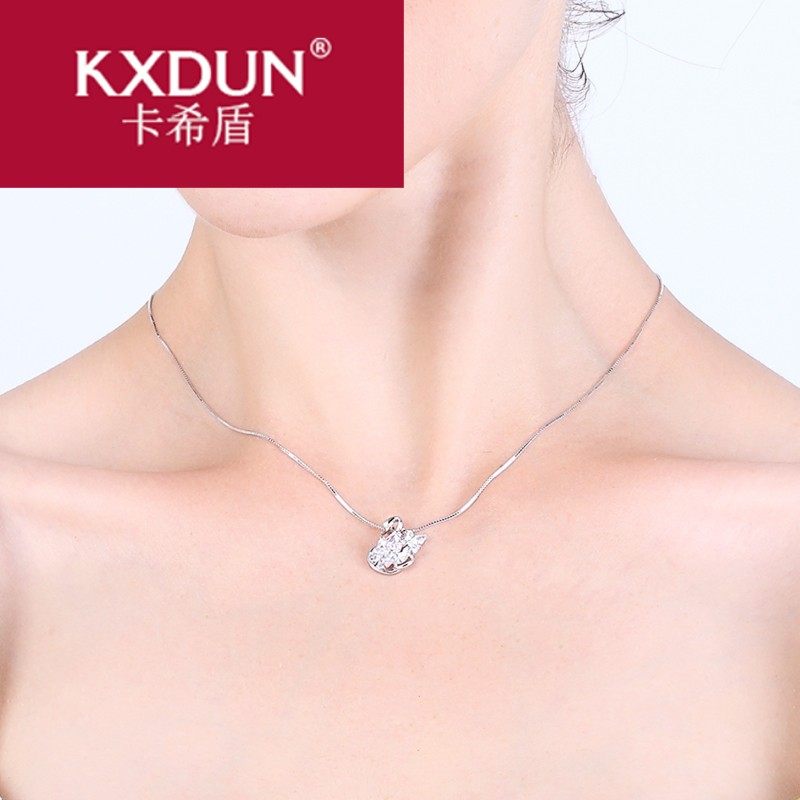 s925纯银小天鹅女简约气质锁骨链 卡希盾项链