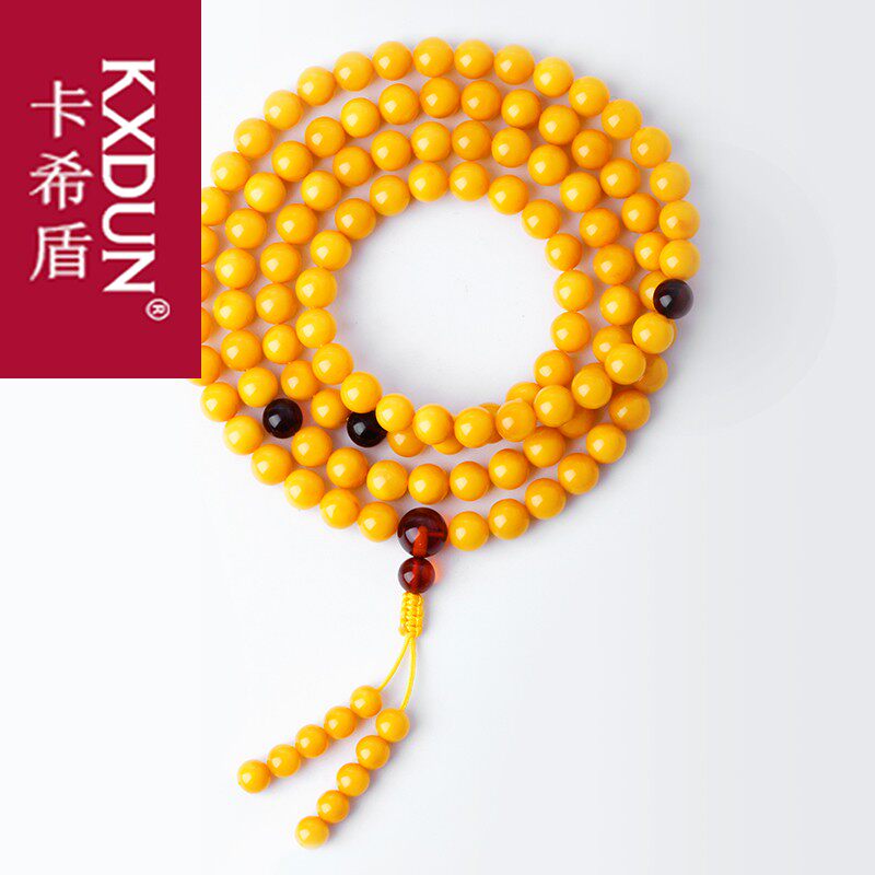 kxdun黄老蜜蜡108颗男士手链原石 卡希盾手链