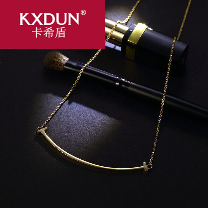 kxdun日韩笑脸女表情短款镀锁骨链 卡希盾项链