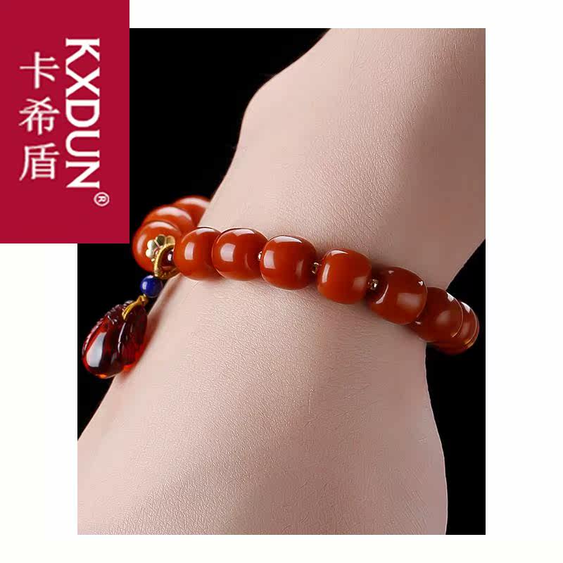 kxdun老蜜蜡手串鸡油黄女款手链 卡希盾手链