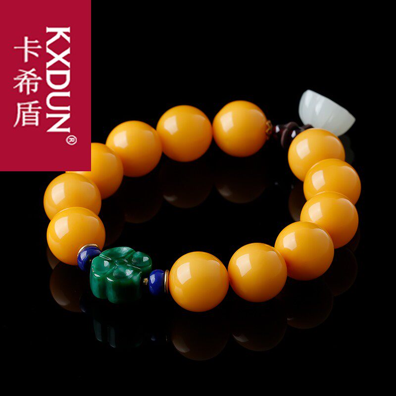 kxdun蜜蜡手串鸡油黄女款老蜜手链 卡希盾手链