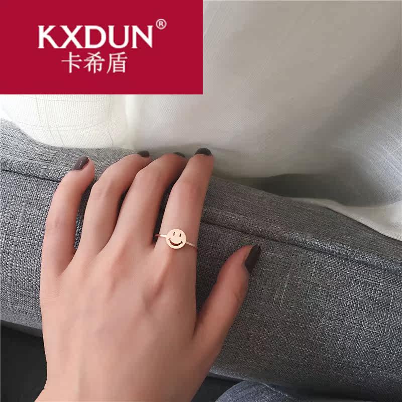 日韩版个性圆形圆盘笑脸微笑食指戒 卡希盾戒指/指环
