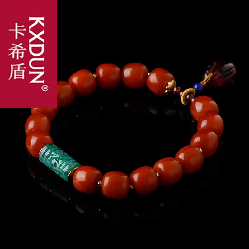 kxdun老蜜蜡手串鸡油黄女款手链 卡希盾手链