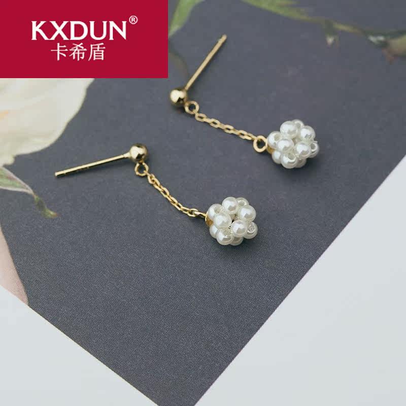 kxdun合成珍珠电镀14k金淑女耳坠 卡希盾耳钉