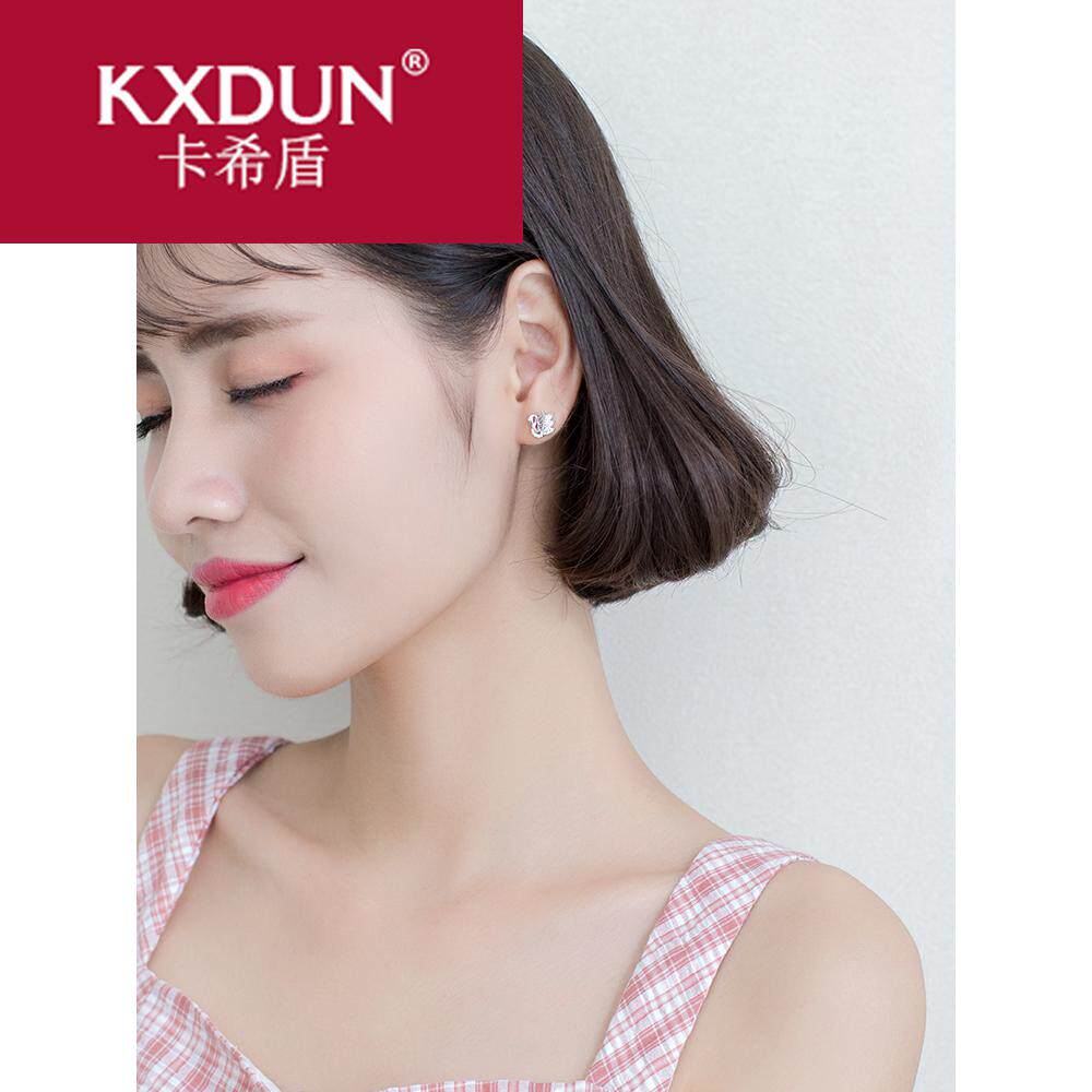 kxdun女韩版小清新镶钻天鹅银耳钉 卡希盾耳钉