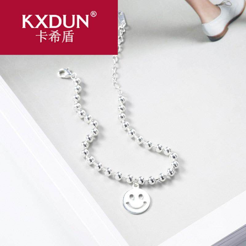 kxduns925纯银emoji简约表情手链 卡希盾手链