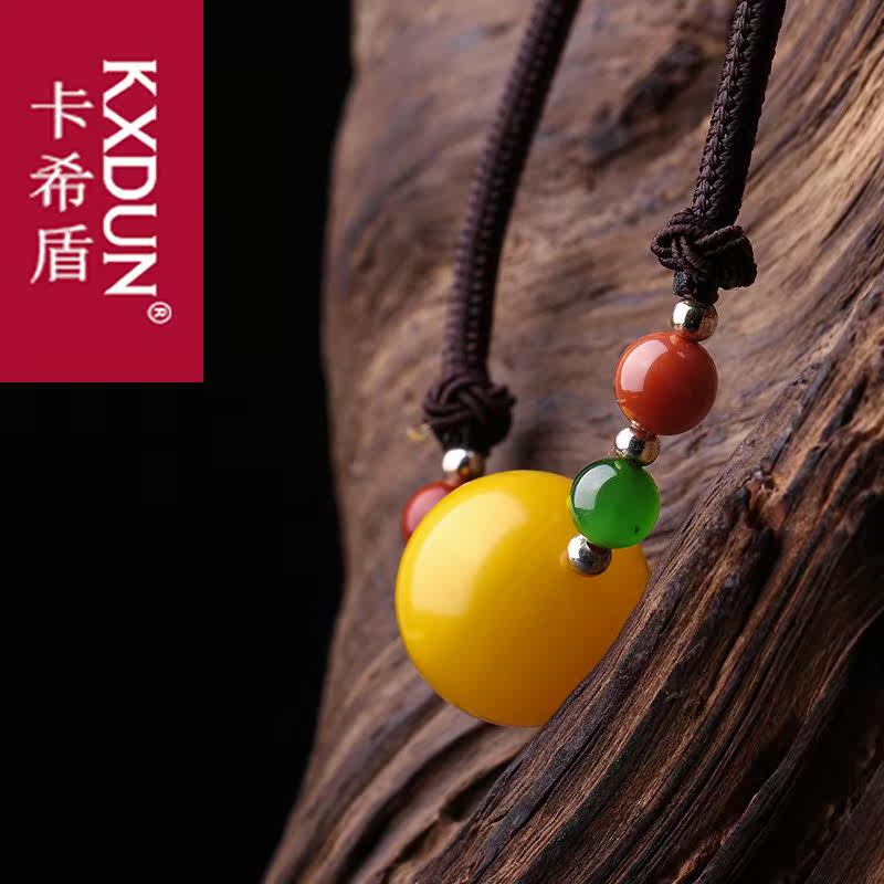 kxdun吊坠天然鸡油黄蜜原石锁骨链 卡希盾项坠/吊坠