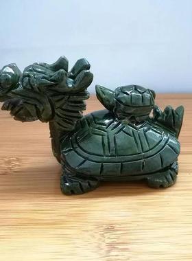 天然玉石福禄开运母子龙龟摆件南玉子母龙龟 桌面玄关摆件
