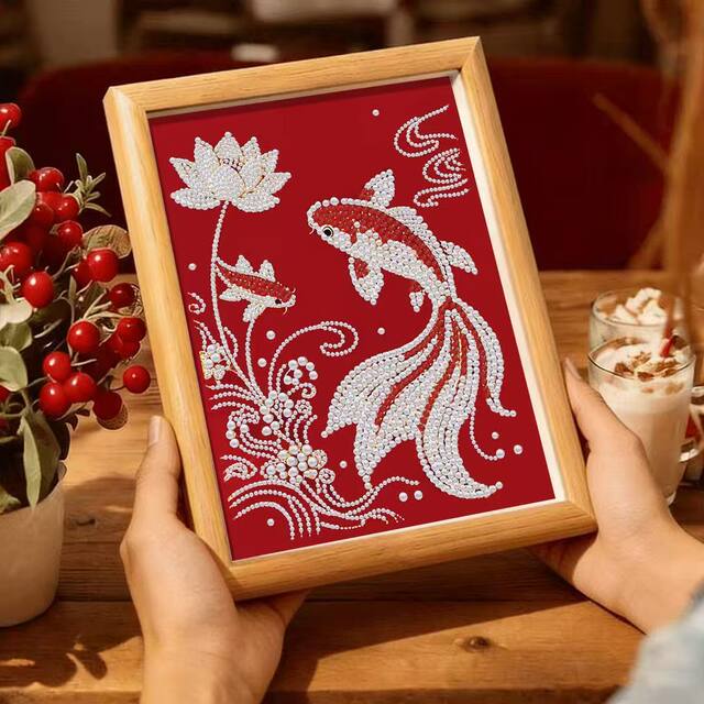 Ins rose pearl painting table diy framed self-adhesive children's handmade diamond embroidery ສາມມິຕິລະດັບງ່າຍດາຍ desktop ຂະຫນາດນ້ອຍ