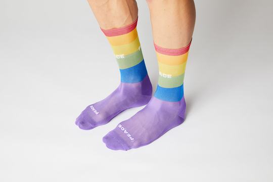 德国捏手指 FINGERSCROSSED骑行袜彩虹袜网红户外运动袜子