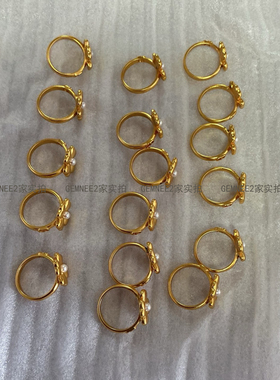 2025年新款轻奢高级感高端精致简约小众珍珠金色四叶草戒指女