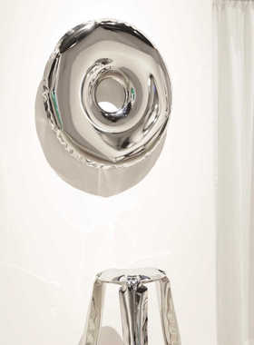 轻奢不锈钢圆形甜甜圈酒店样板房餐客厅墙面金属壁挂件艺术软装饰