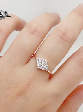 俄罗斯Au585/14K玫瑰金百搭宝石戒指女新款紫金戒指爆款