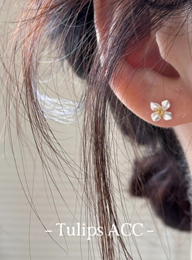 S999纯银桂花耳钉女2026新款高级感耳环小巧养耳洞耳饰睡觉免摘