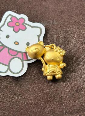 沙金hellokitty转运珠手链手串卡通kt猫凯蒂猫串珠吊坠