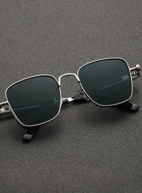 2025新款复古方框蒸汽朋克金属太阳眼镜欧美通用个性墨镜sunglass