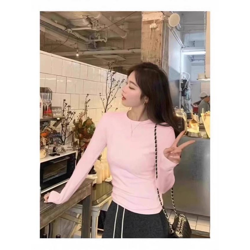 苏州东展服饰秋冬上衣女粉色修身长袖新正肩辣妹加绒小个子穿搭打,淘宝优惠券,粉丝福利购,淘宝优惠卷