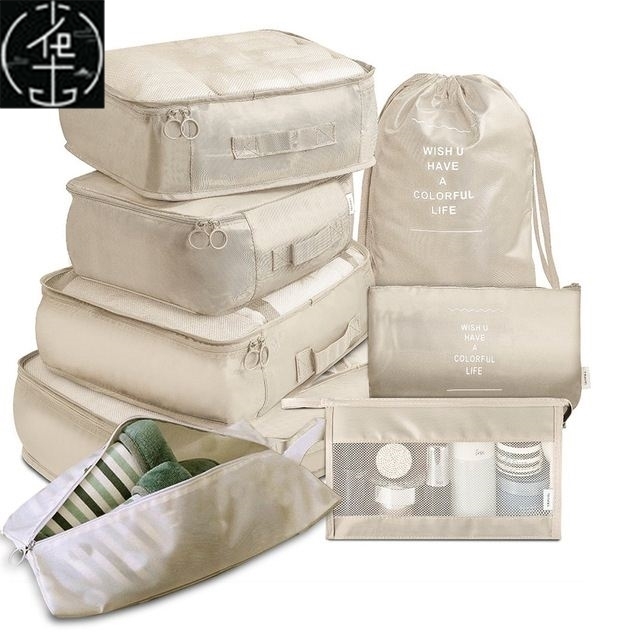 8pcs Set Travel Organizer Storage Bags Suitcase Packing Set - 图0