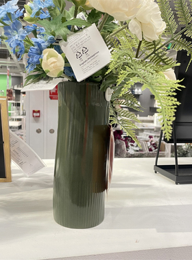 IKEA宜家田园手工制作深绿色花瓶