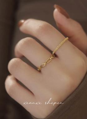 钛钢不掉色软链条波光粼粼戒指