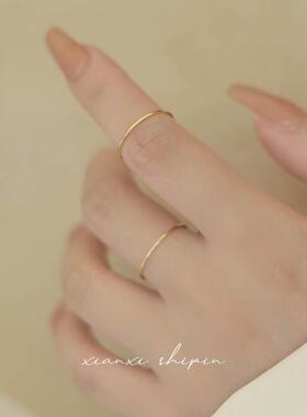 不掉色简约大方18K金色素圈戒指