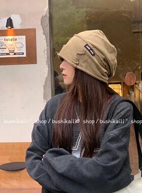 男女慵懒颓废风水洗做旧堆堆帽