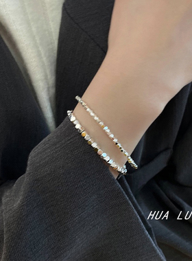 小众设计感不规则碎银手链