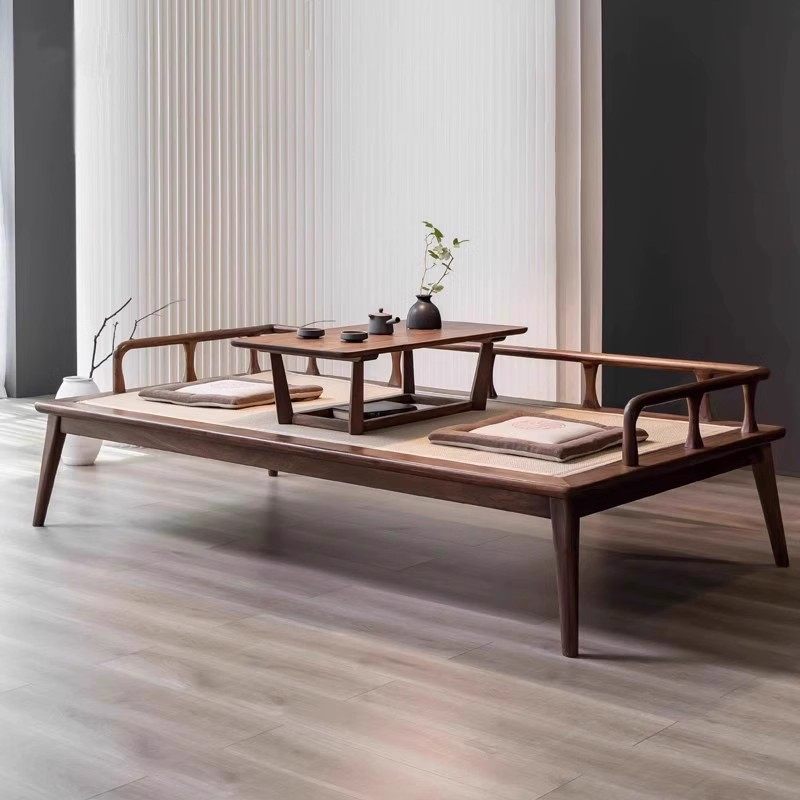 新中式罗汉床北美黑胡桃木罗汉榻现代简约禅意仿古实木沙发床组合,淘宝优惠券,粉丝福利购,淘宝优惠卷